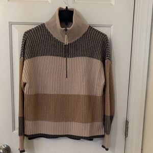 360 Cashmere Sweater Zip Turtle Neck - Black, Gray, Cream, Tan